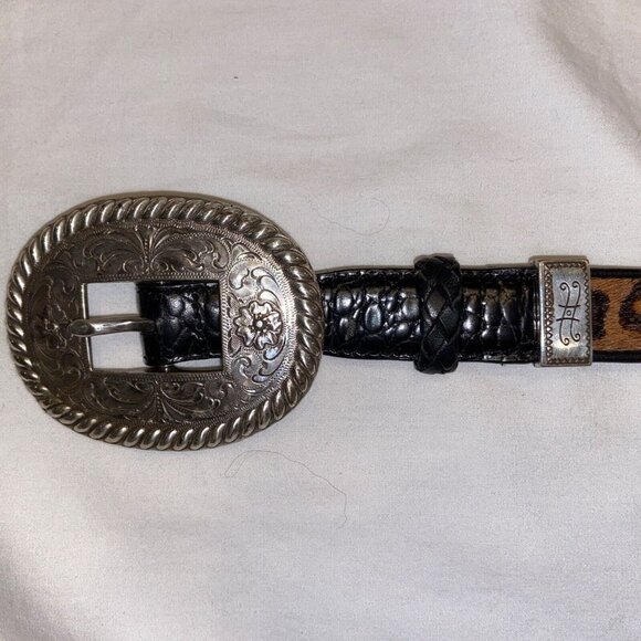Brighton Vintage Calf Hair Zebra Cheetah Croc Embossed Belt Size 32 Large Q3903 - Picture 5 of 10